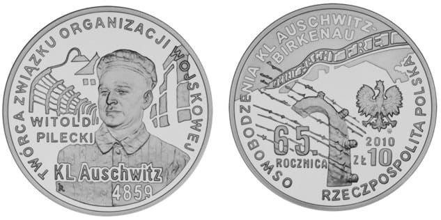 10 zł 65. rocznica oswobodzenia KL Auschwitz-Birkenau 2010