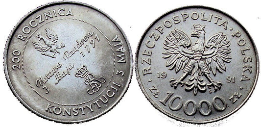 10000 zł 200 lat Konstytucji 3-go Maja 1991
