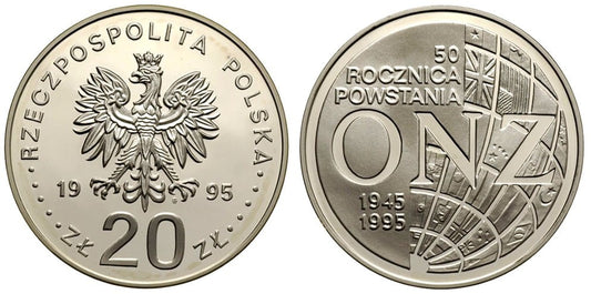20 zł 50. rocznica powstania ONZ 1995