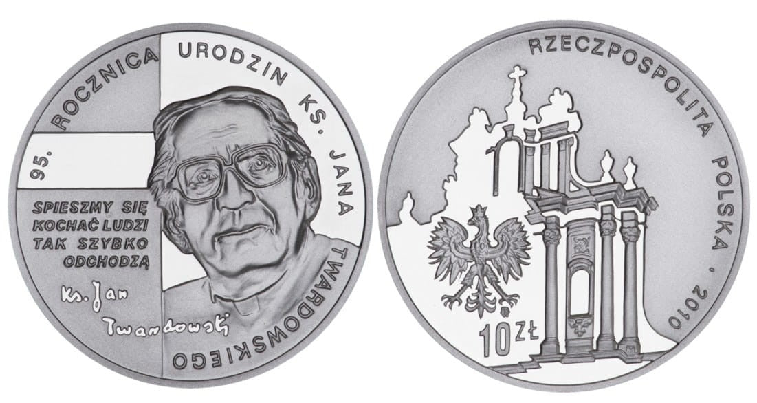 10 zł 95. rocznica urodzin ks. Jana Twardowskiego 2010