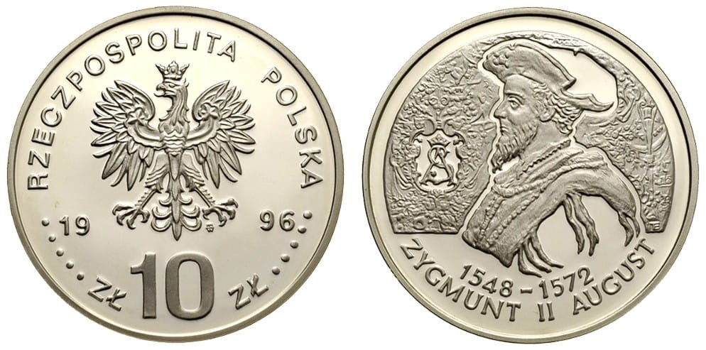10 zł Zygmunt II August popiersie 1996