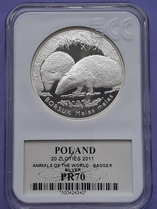20 zł Borsuk (łac. meles meles) 2011 PR70