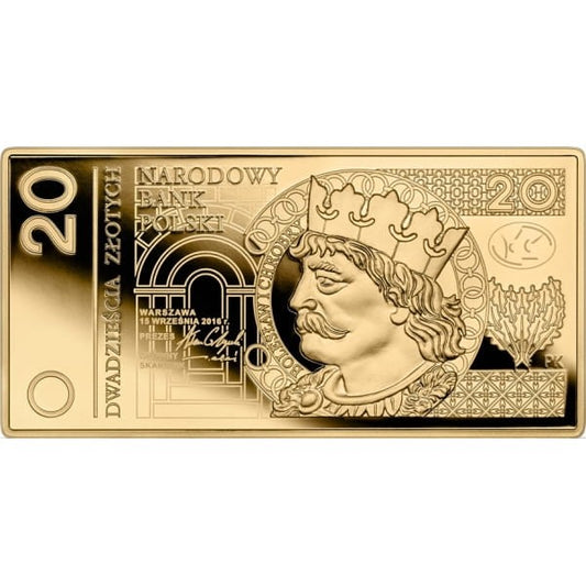 20 zł Polskie banknoty obiegowe Au.999 1 Oz 2024