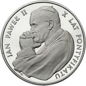 10000 zł Jan Paweł II - X-lecie pontyfikatu 1988