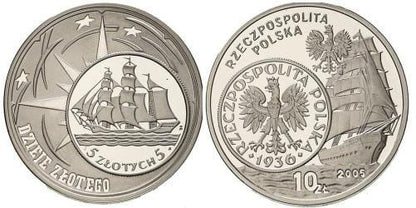 10 zł Dzieje złotego - żaglowiec 2005