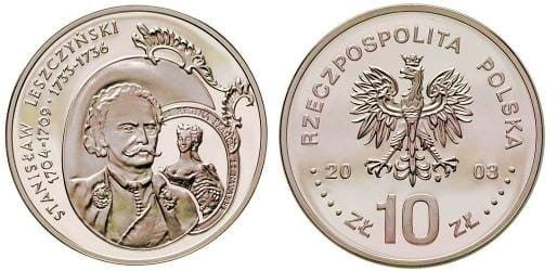10 zł Stanisław Leszczyński popiersie 2003