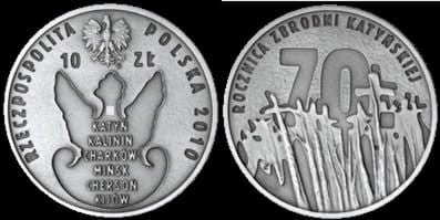 10 zł 70 rocznica zbrodni katyńskiej 2010 MS 67