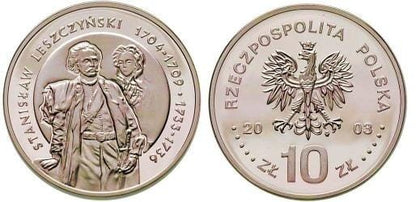 10 zł Stanisław Leszczyński półpostać 2003
