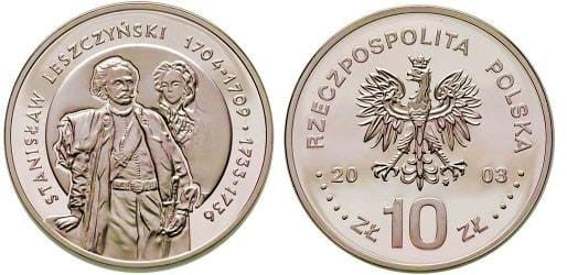 10 zł Stanisław Leszczyński półpostać 2003