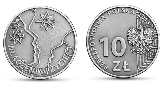 10 zł 50-lecie działalności Polskiego Stowarzyszenia na Rzecz Osób z Upośledzeniem Umysłowym 2013