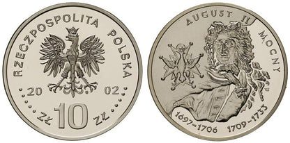 10 zł August II Mocny popiersie 2002