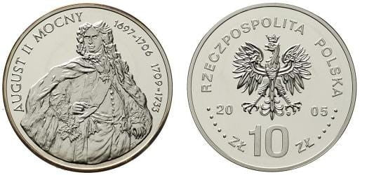 10 zł August II Mocny półpostać 2005