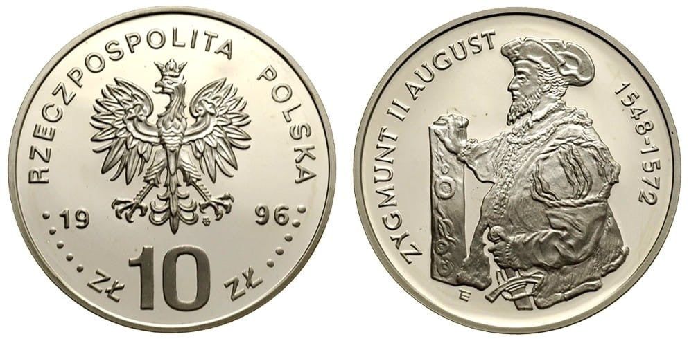 10 zł Zygmunt II August półpostać 1996