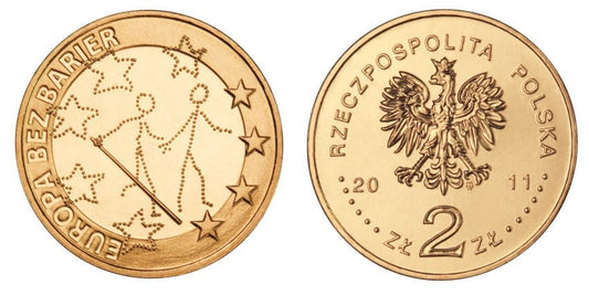 2 zł Europa bez barier – 100-lecie Towarzystwa Opieki nad Ociemniałymi 2011
