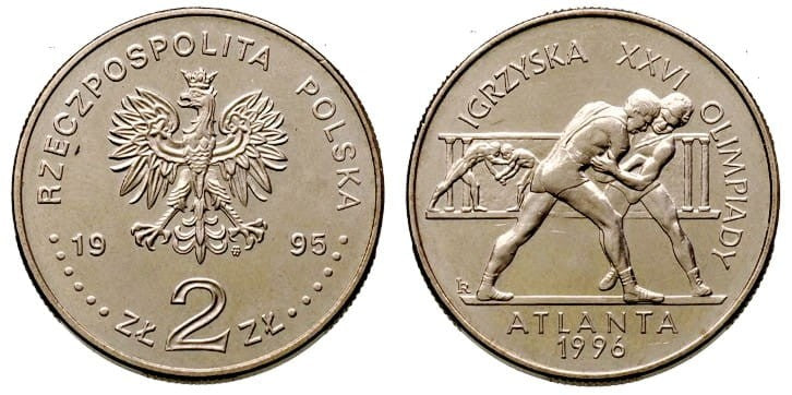 2 zł Igrzyska XXVI Olimpiady - Atlanta 1995 Zapaśnicy