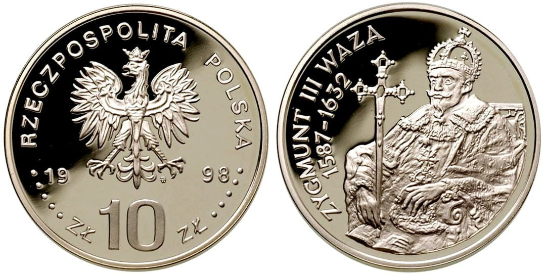 10 zł Zygmunt III Waza półpostać 1998