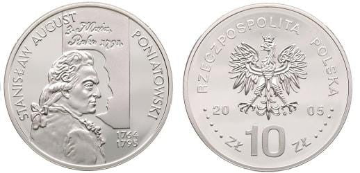10 zł Stanisław August Poniatowski popiersie 2005